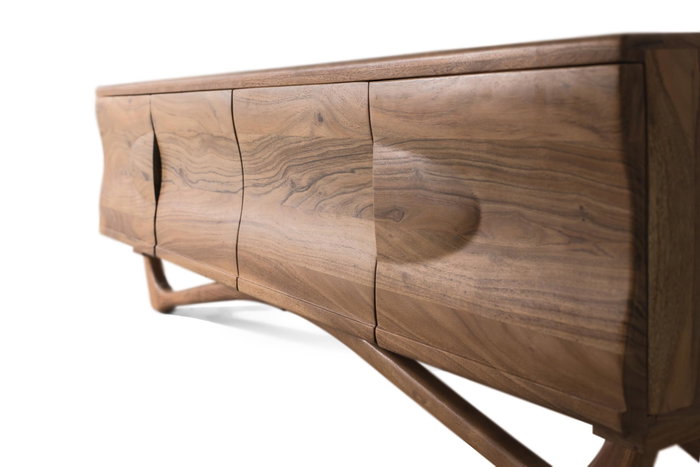 GINER Y COLOMER Mueble de TV de madera de acacia con 4 puertas